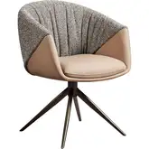 Infinity Swivel Dining Chair in Coffee Fabric & Vegan Leather & Slate Gold (Set of 2)